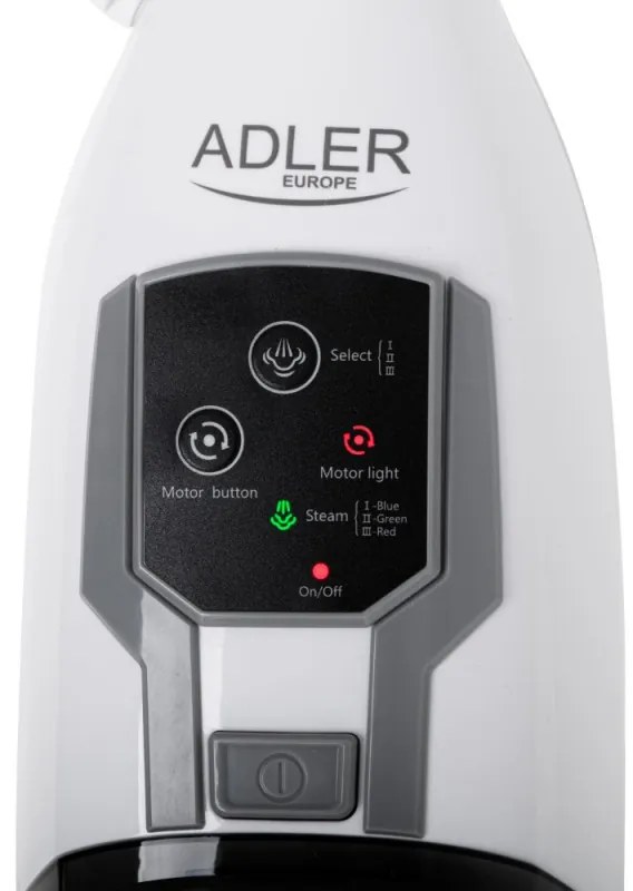 Моп за чистене с пара Adler AD 7052, 1300 W, 3 настройки, 0.550 л, 2 въртящи се глави, 2 режима на работа, Бързо загряване, Бял