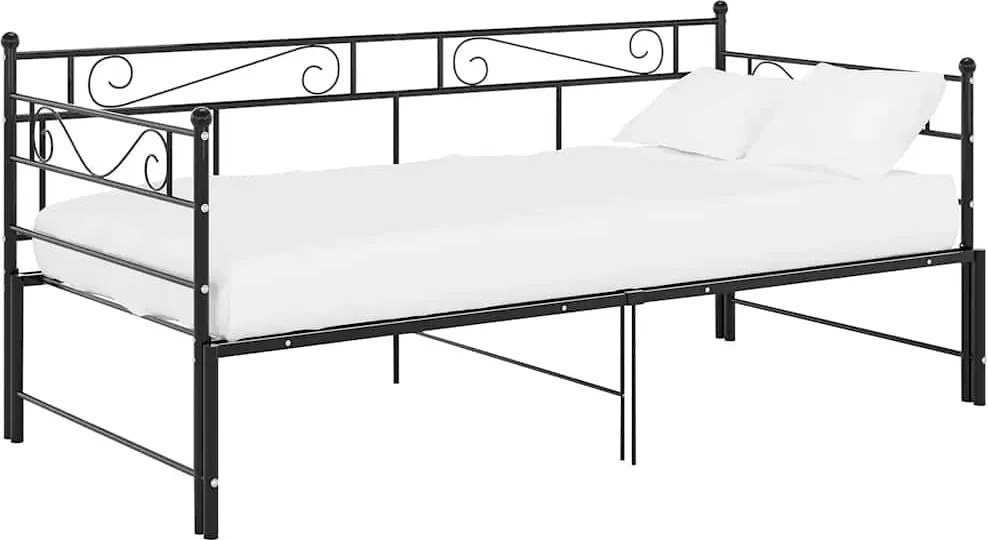 324770 vidaXL Рамка за легло, разтегателен диван, черна, метал, 90x200 см