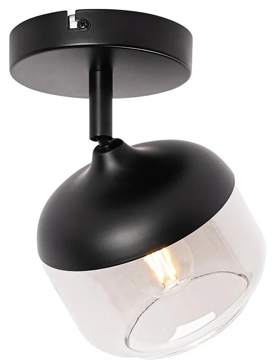 Дизайнерски прожектор черен със злато и опушено стъкло - Kyan