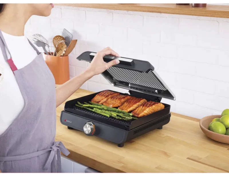 Електрическа скара Ninja GR101EU, 1450W, 28х37 см, Бързо загряване, 60-260C, 2 Плочи, Черен