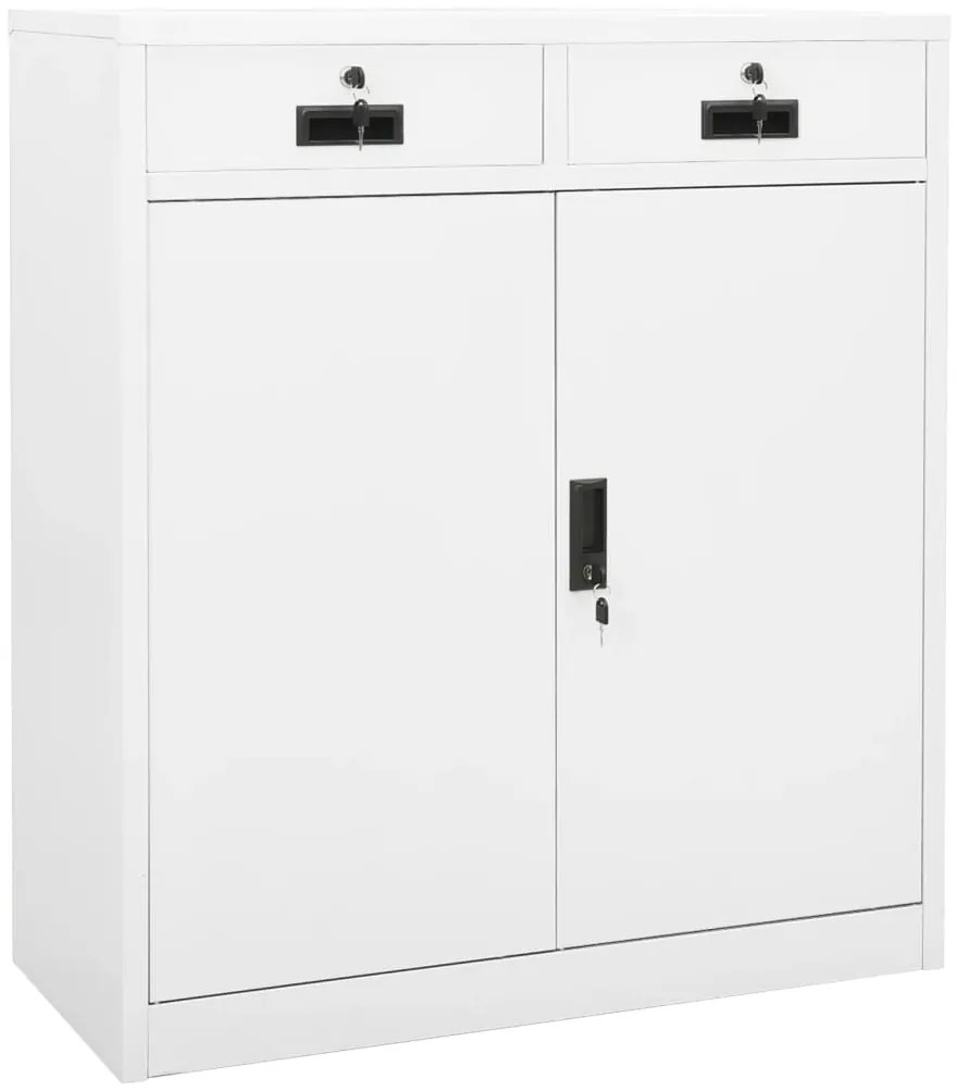 336409 vidaXL Офис шкаф, бял, 90x40x102 см, стомана