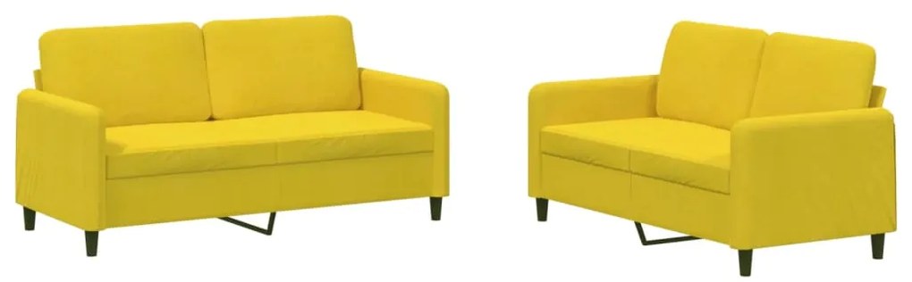 3201980 vidaXL Комплект дивани от 2 части, жълт, кадифе