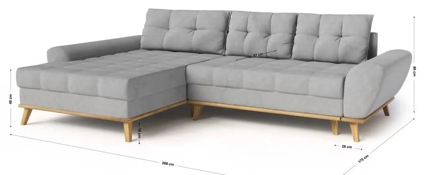 Светлосив разтегателен ъглов диван (ляв ъгъл) Balitco – Ropez