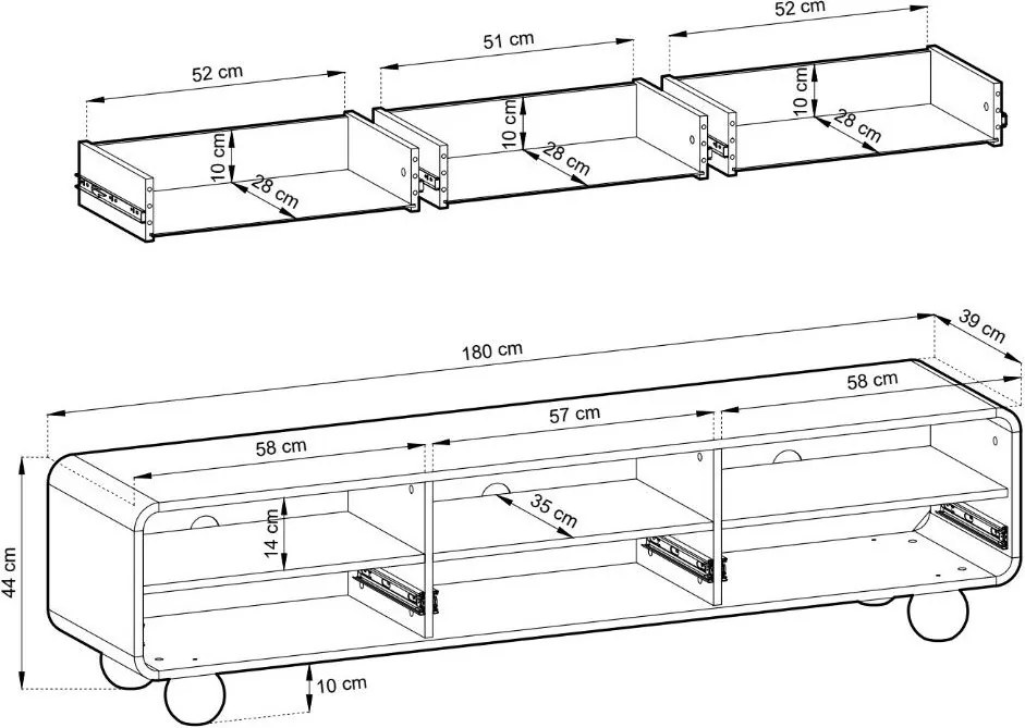 ТВ Модул Белу - Дължина: 180 см