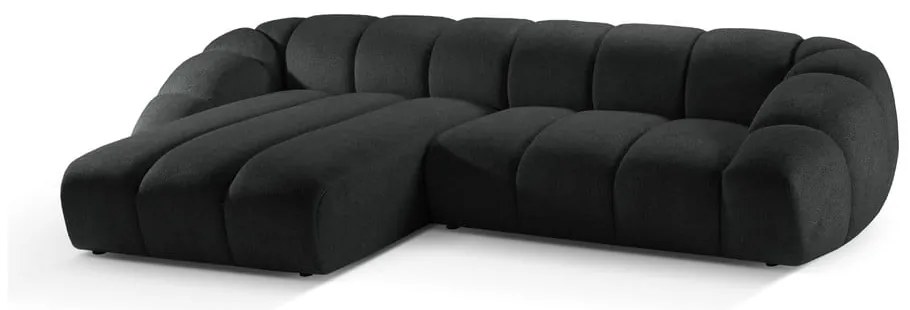 Черен ъглов диван (ляв ъгъл) Diana – Micadoni