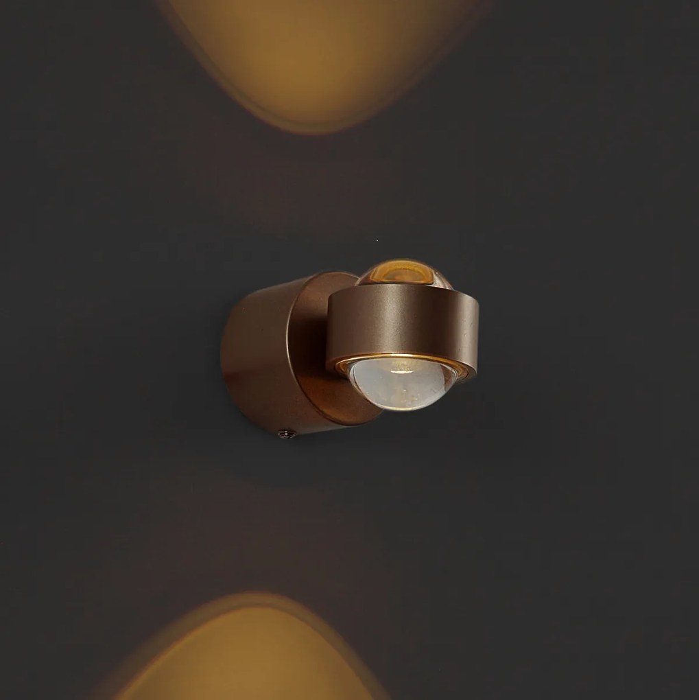 Дизайнерска стенна лампа тъмен бронз с LED IP44 - Lens