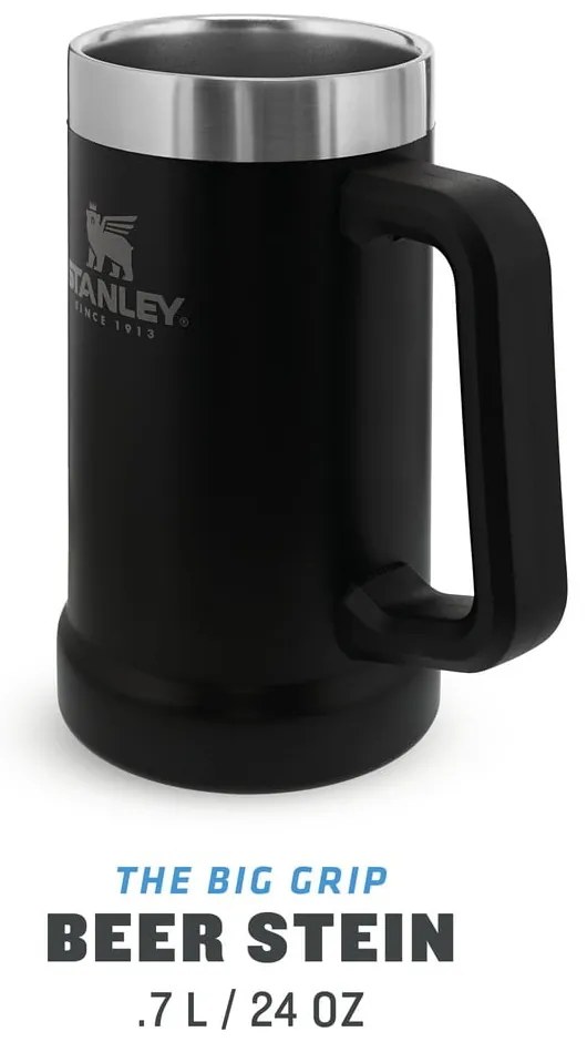 Черна термочаша от неръждаема стомана 700 ml The Big Grip Beer Stein Black – Stanley