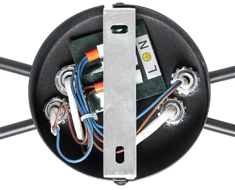 Модерна таванна лампа черна 4-лампа с димно стъкло - Атина