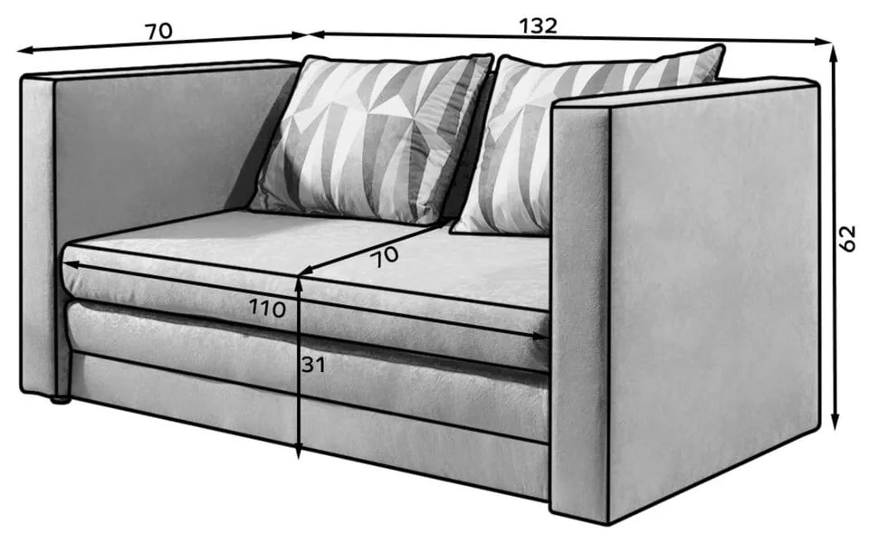 Сив шенилов сгъваем диван 132 cm Neva – ELTAP