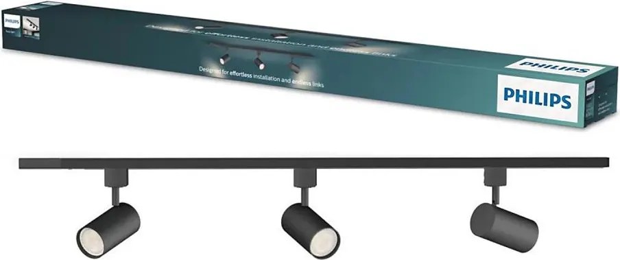 Philips - Точково осветително тяло за релсова система EASYLINK 3xGU10/7W/230V 1m черно