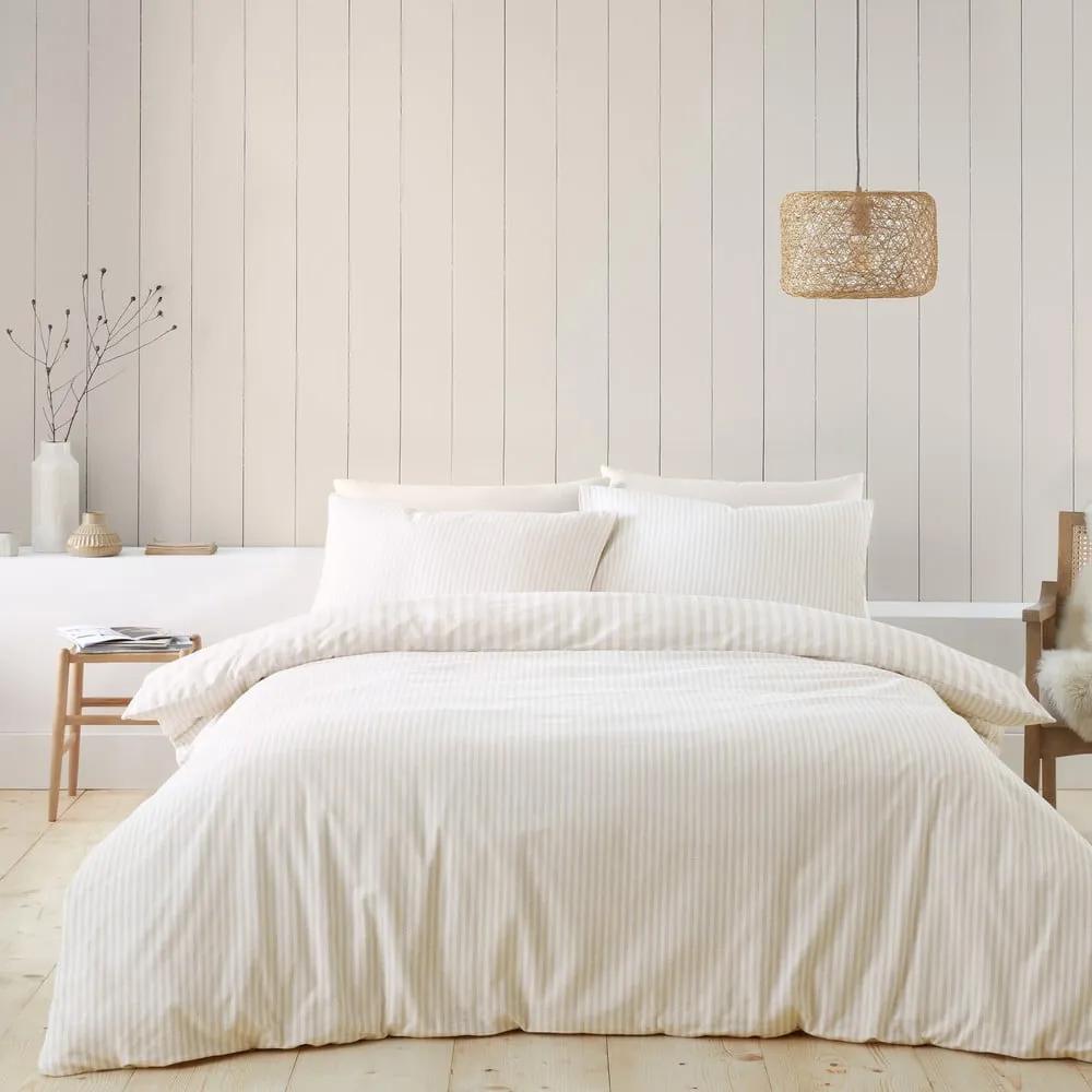 Бежово/кремаво фланелено спално бельо за двойно легло 200x200 cm - Catherine Lansfield