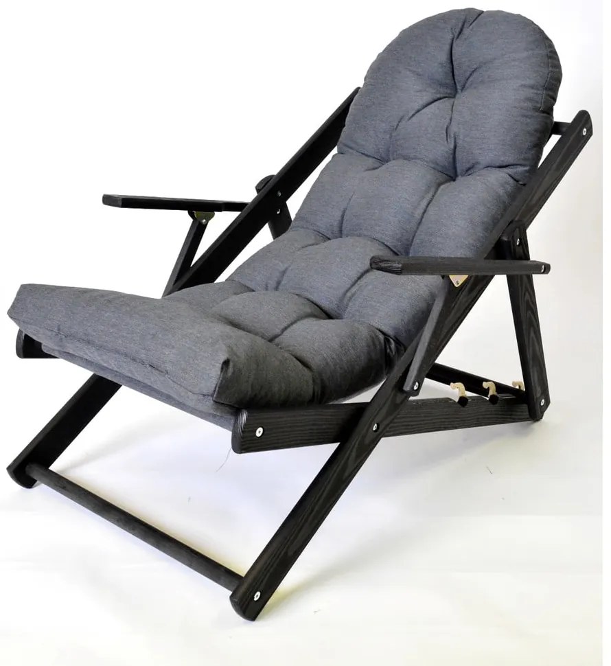 Тъмносив сгъваем градински шезлонг от масивно дърво Borneo – Rojaplast