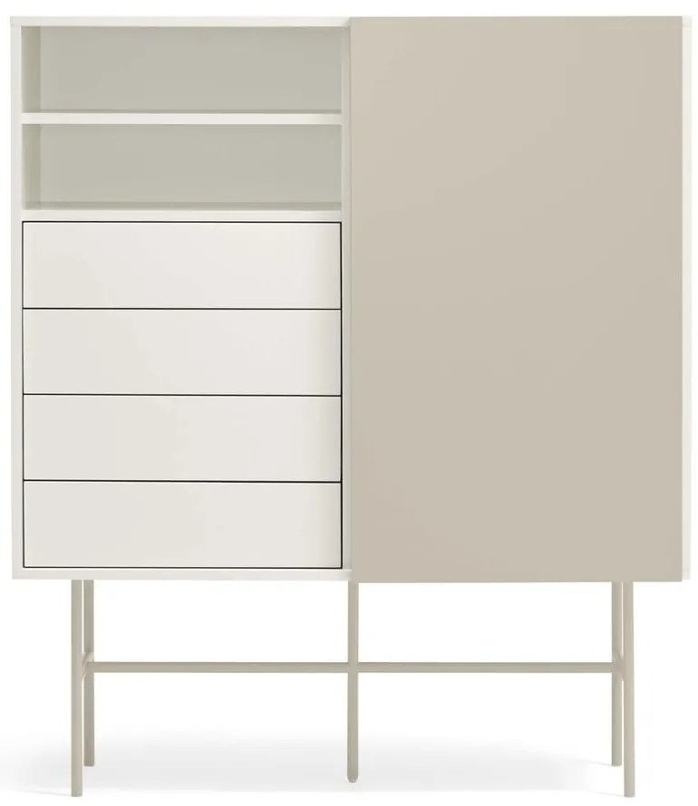 Светлосив и кремав висок скрин с плъзгащи се врати 120x140 cm Nube - Teulat