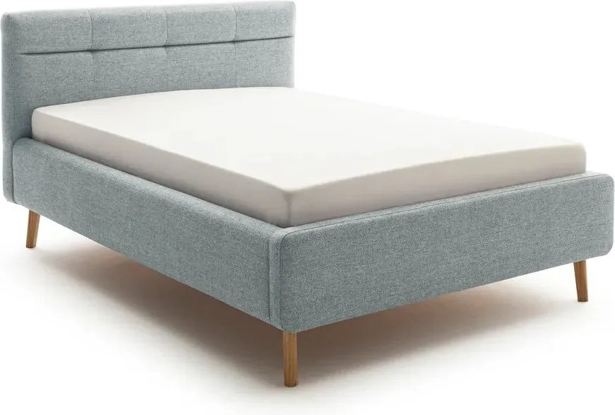Сиво-синьо двойно легло 140x200 cm тапицирано с място за съхранение с включена подматрачна рамка Lotte – Meise Möbel