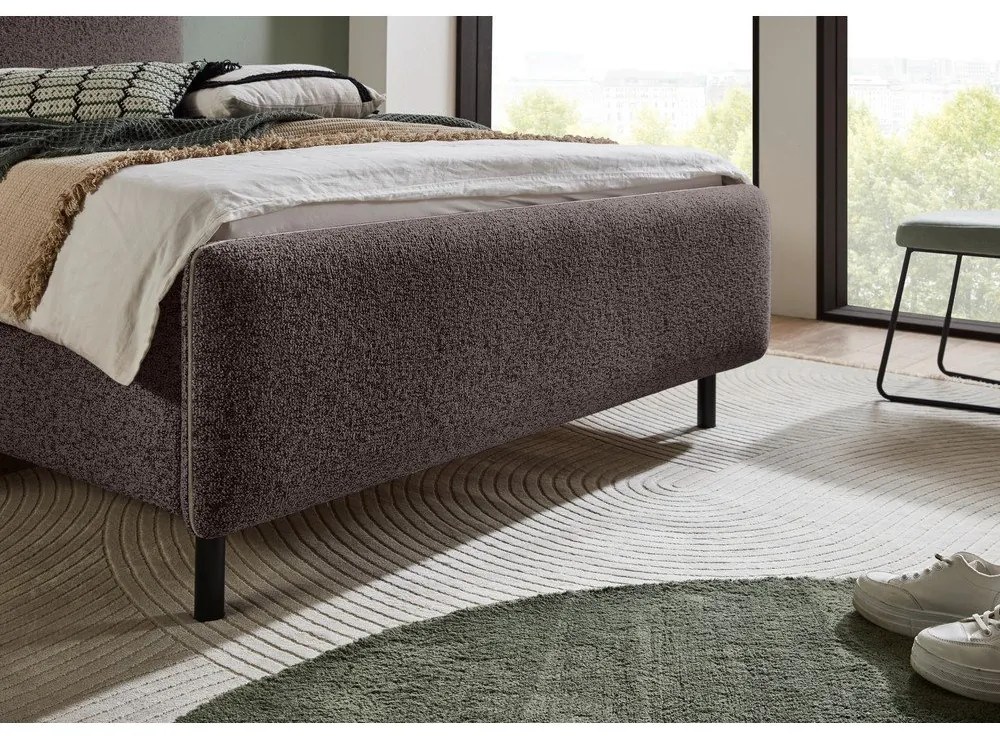 Антрацитно двойно легло 140x200 cm тапицирано с място за съхранение с включена подматрачна рамка Primo – Meise Möbel