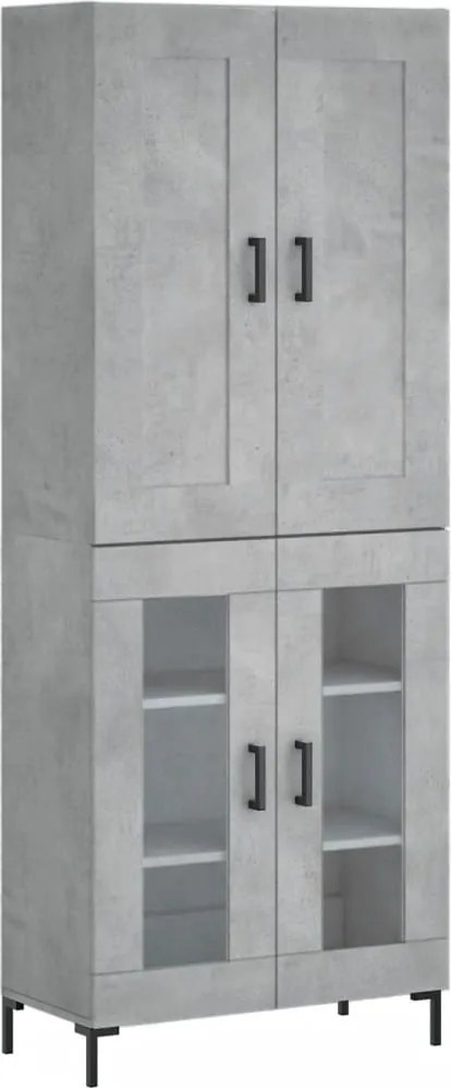 3199621 vidaXL Висок шкаф, бетонно сив, 69,5x34x180 см, инженерно дърво