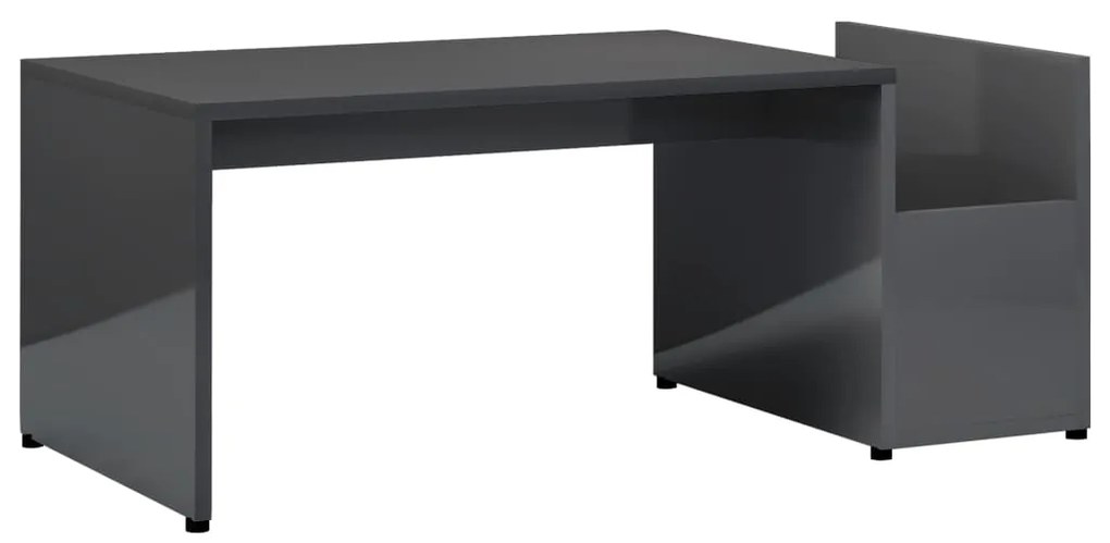 802929 vidaXL Маса за кафе, сив гланц, 90x45x35 см, инженерно дърво