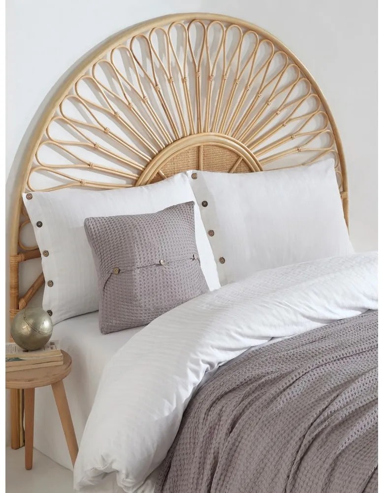 Бяло двойно удължено спално бельо от памук Renforcé 240x220 cm Como Striped – Mila Home Luxury