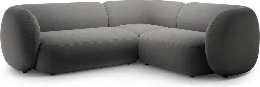 Тъмносив кадифен ъглов диван (десен ъгъл/L форма) Kate – Micadoni