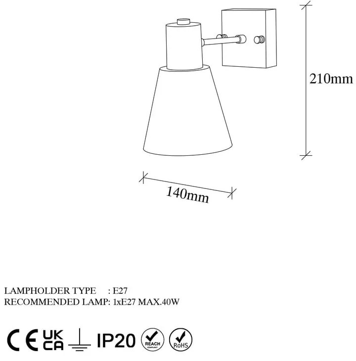 Стенна лампа в черно и златисто ø 14 cm Funnel – Opviq lights