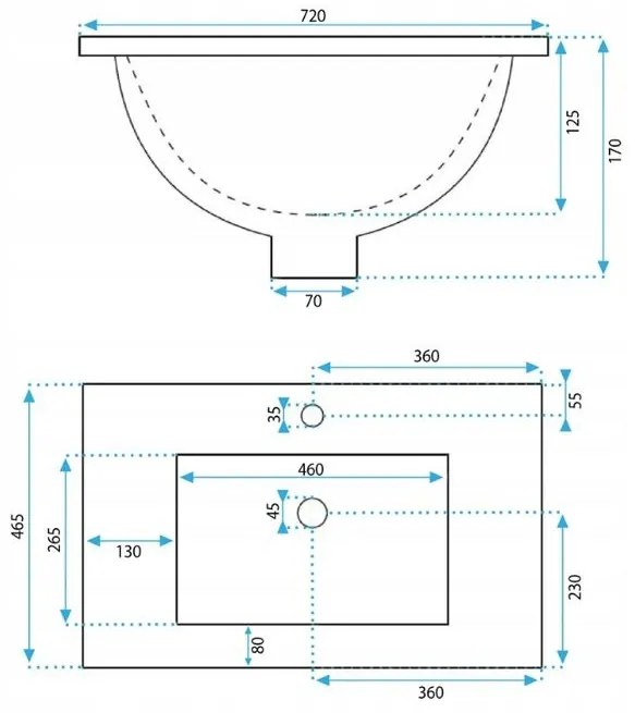 умивалник за вграждане Rea Dafne 70