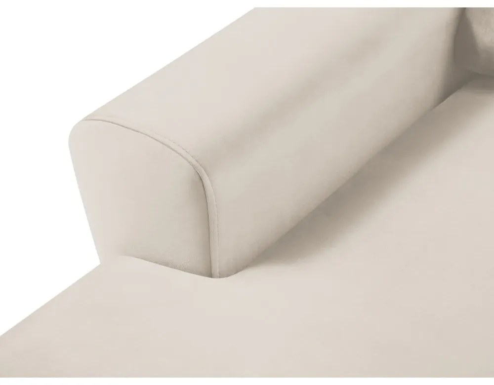 Бежов кадифен разтегателен ъглов диван с място за съхранение (ляв ъгъл) Kyoto – Cosmopolitan Design