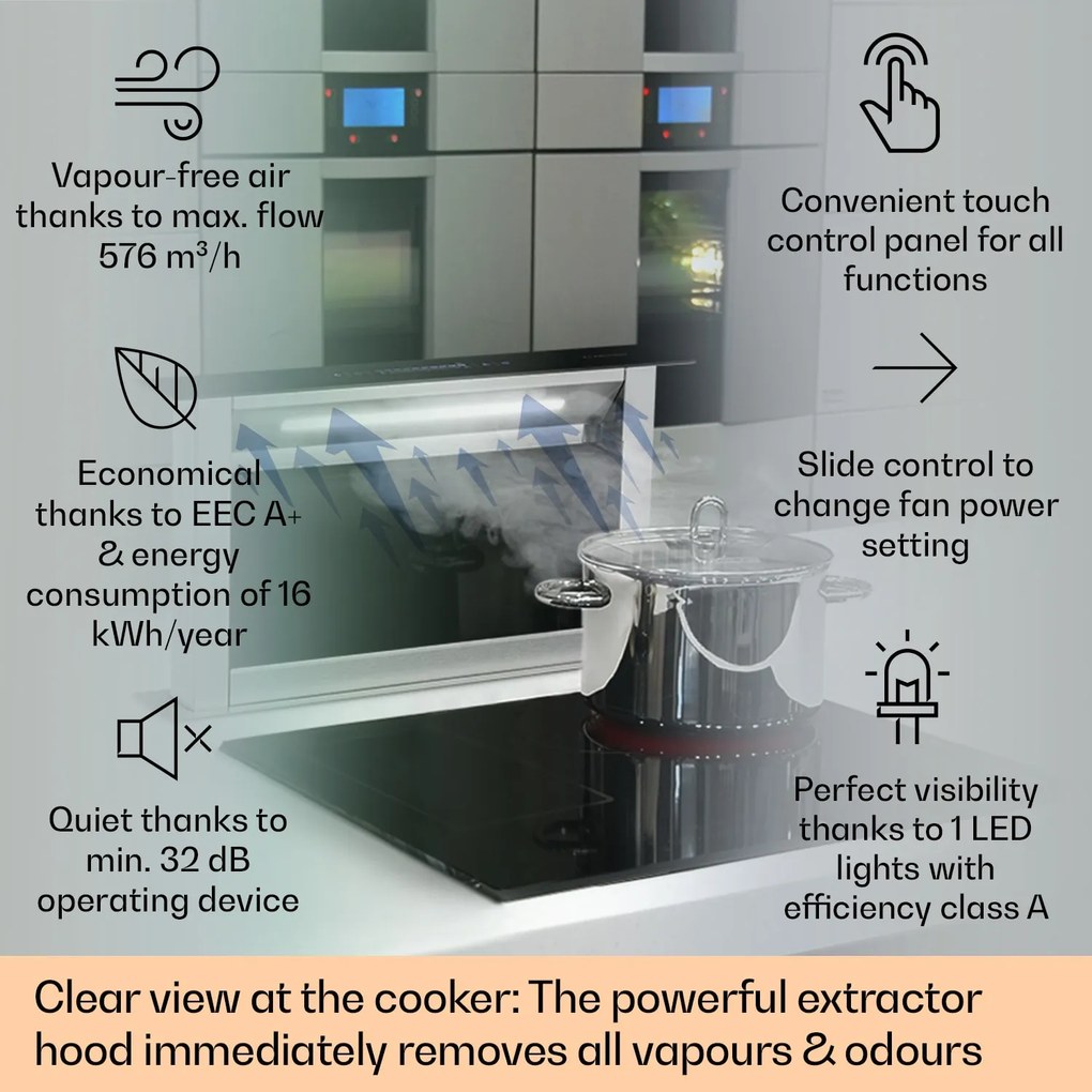 Klarstein Royal Flush Eco Slim 60, абсорбатор, 60 см, 576 м³/ч, A+