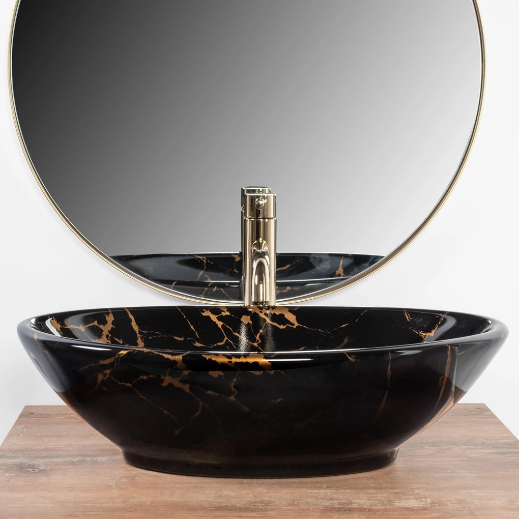 Умивалник за плот REA Pamela Black Marble Shiny