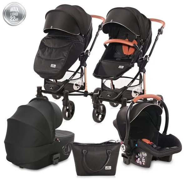 Комбинирана бебешка количка CRYSTA 3в1 LORELLI - Black DIAMOND