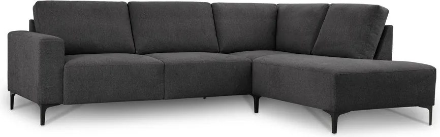 Антрацитен шенилов ъглов диван (десен ъгъл/L форма) Fabian – Scandic