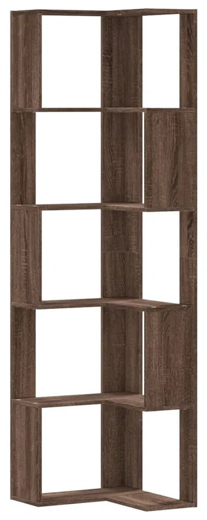 852588 vidaXL Ъглова етажерка 5 нива кафяв дъб 50x50x179 см инженерно дърво