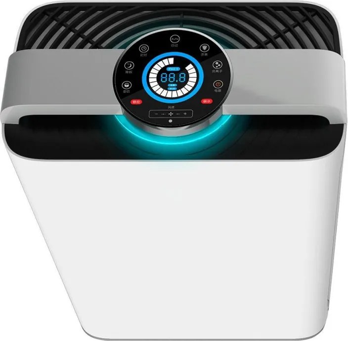 Пречиствател с овлажнител на въздух 2в1 Oberon 488, Wi-Fi, 85W, За до 60 м2, 488 м3/ч, 8 скорости, Йонизация, Дистанционно, Тъчскрийн, Бял/черен