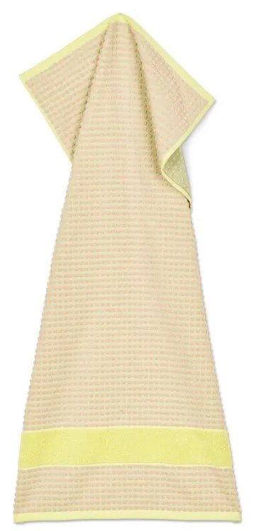 Жълтo-розова кърпа от органичен памук от тери 50x100 cm Check – JUNA