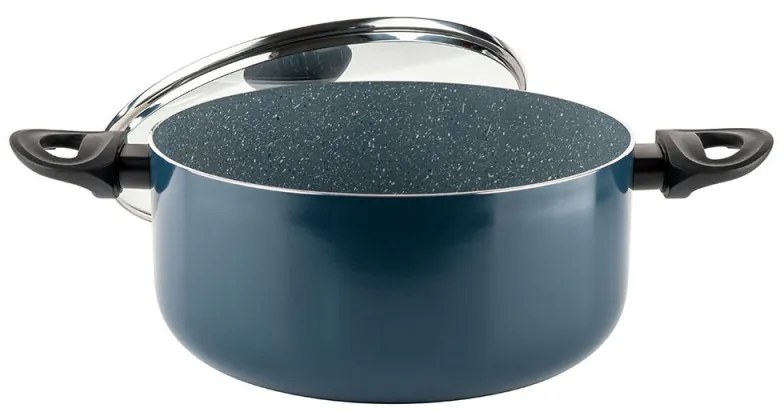 Тенджера Luigi Ferrero Prima FR-2644, 26x12 см, 5.8 л, Незалепващо покритие, Стъклен капак с отвор за пара, Индукция, Тъмносин