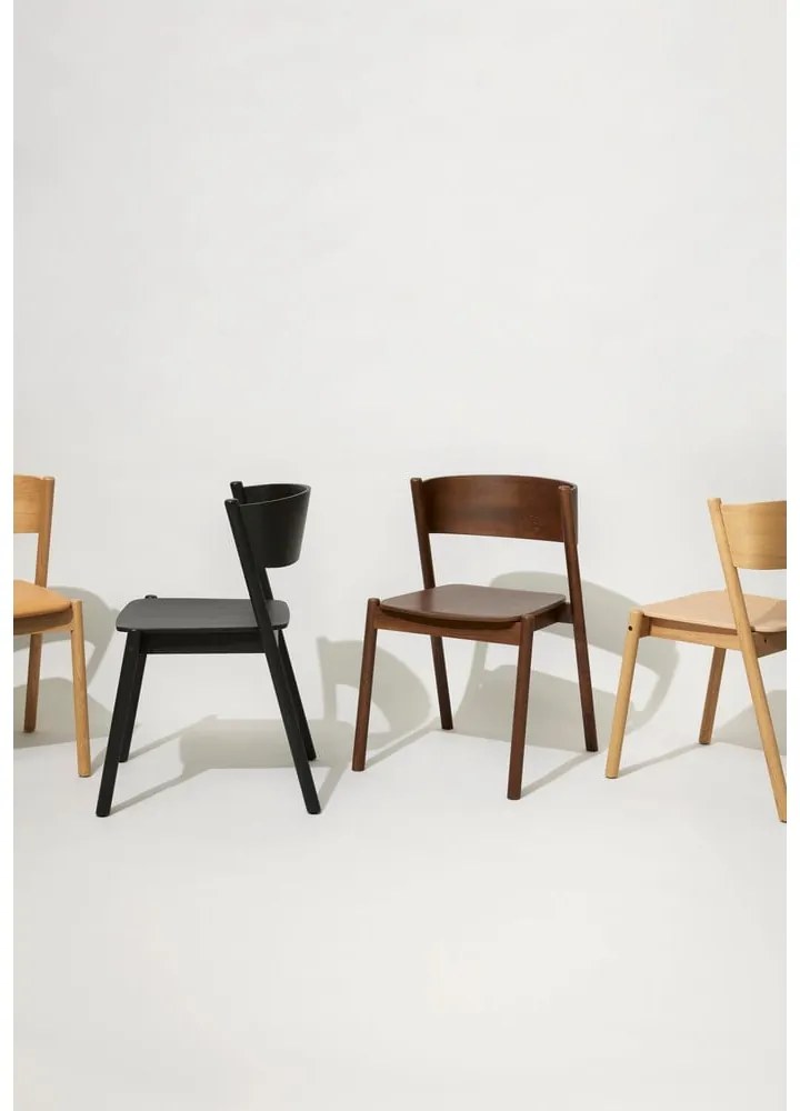 Черен дъбов трапезен стол Oblique - Hübsch