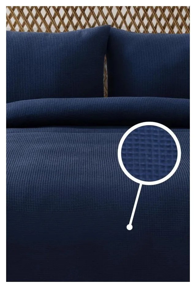 Тъмносиньо покривало за легло 200x220 cm Waffle – Mijolnir
