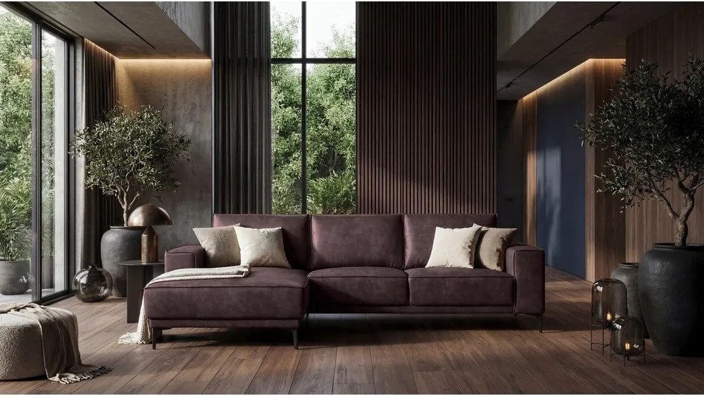 Тъмнокафяв ъглов диван от изкуствена кожа (ляв ъгъл) Copenhagen - Scandic