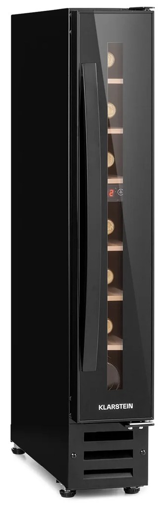 Klarstein Vinovilla 7, built-in, Uno Onyx, вграден охладител за вино, черно стъкло, неръждаема стомана