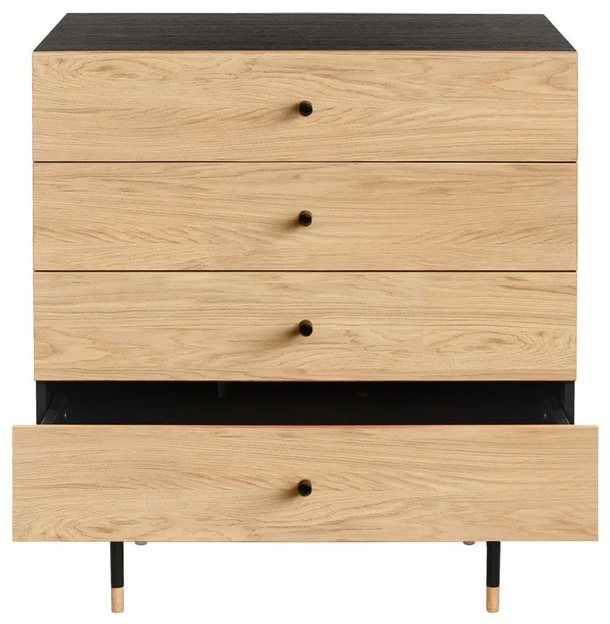 Черен и естествен висок скрин от дъб 80x87 cm Jugend – Woodman