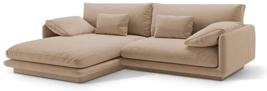 Бежов кадифен ъглов диван (ляв ъгъл) Torino – Micadoni