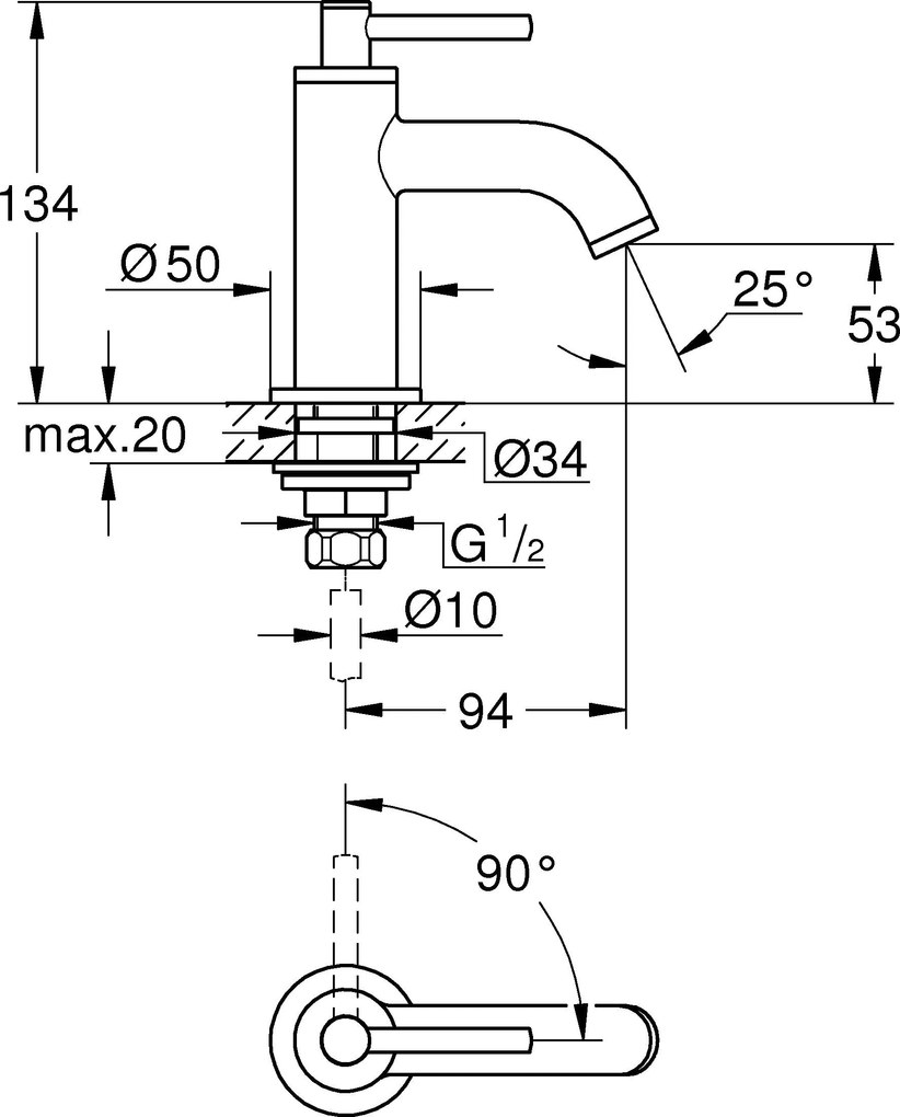 Кран мивка Grohe 20021-Антрацит