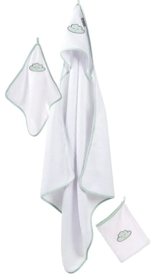 Бяла памучна детска хавлия с качулка 80x80 cm Happy Cloud – Roba