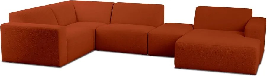 Ъглов диван от букле в тухлен цвят ("U" форма) Roxy – Scandic