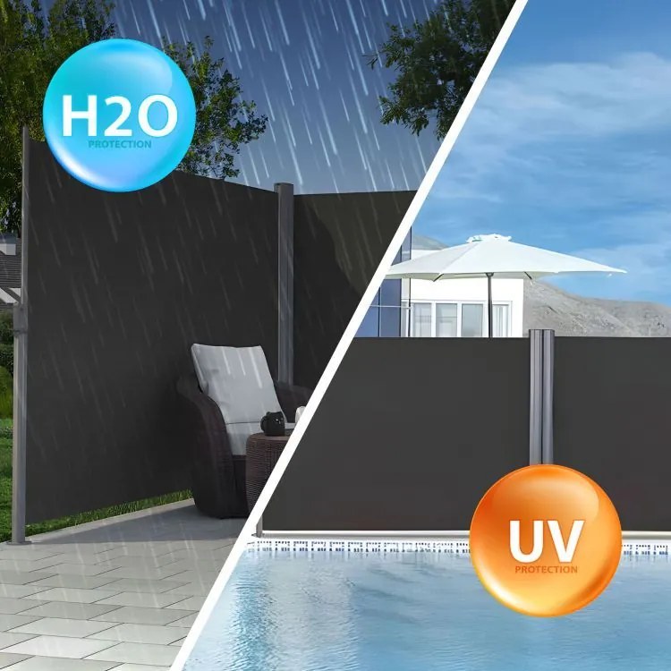 Двойна странична тента, екран 300 x 300 x 180 cm за тераса и балкон - сива