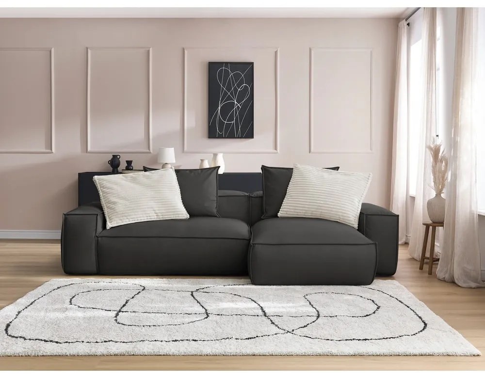 Черен ъглов диван от изкуствена кожа (променлив) Boheme – Bobochic Paris
