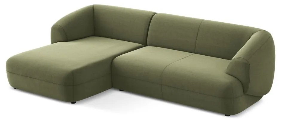 Зелен кадифен ъглов диван (ляв ъгъл) Moana – Makamii