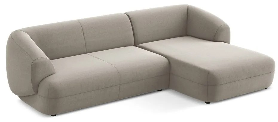 Бежов кадифен ъглов диван (десен ъгъл) Moana – Makamii