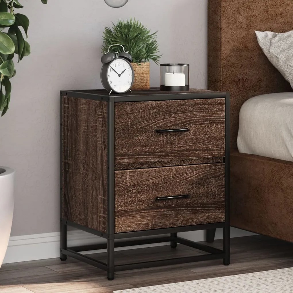 848682 vidaXL Нощно шкафче, кафяв дъб, 40x31x50 см, инженерно дърво