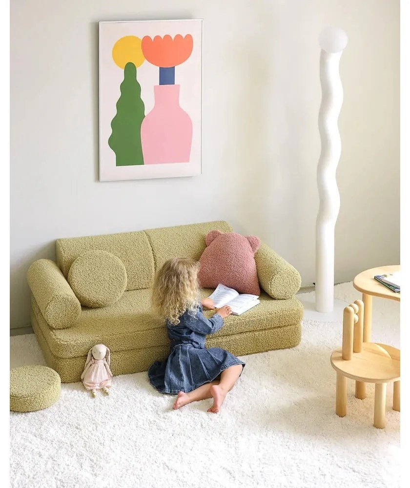 Розова детска възглавница за диван от букле Bear – Wigiwama