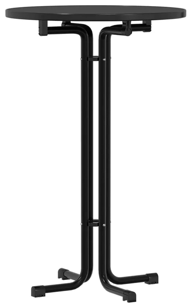 4008303 vidaXL Бар маса, черна, Ø70x110 см, инженерно дърво и стомана
